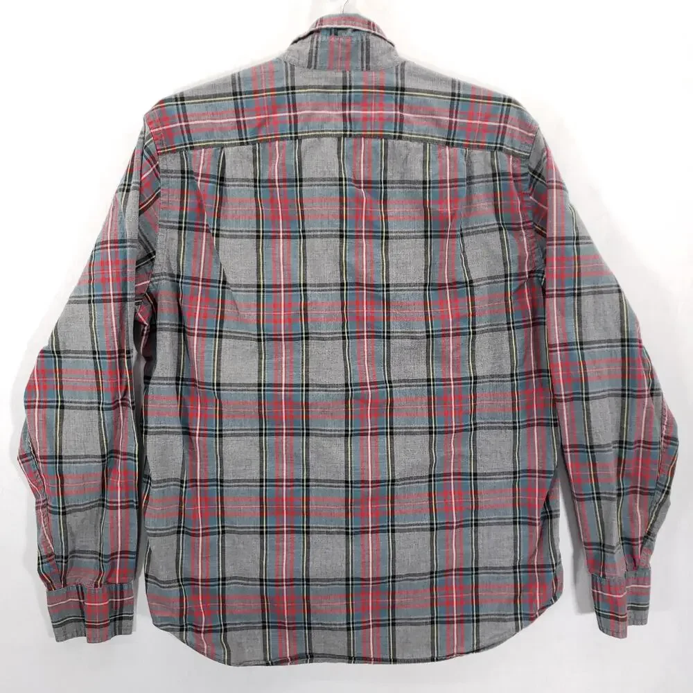 J Crew Shirt Mens Medium Gray Multi Plaid Long Sleeve Casual Comfort Button Down